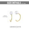 wholesale 14k Gold White Pearl C Shape Hoop Earrings For Women-0-4