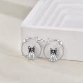 wholesale 925 Sterling Silver French Bulldog Dog Charm Hoop Earrings Gift for Women Girls-0-2
