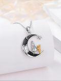 wholesale 925 Sterling Silver Mother Daughter Crescent Moon Pendant Necklace I Love You to the Moon and Back s for Family Women Daoghter Wife Girlfriend-0-4