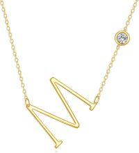 wholesale 14K Gold Moissanite Initial Pendant Necklace for Women-Letter M