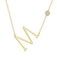 wholesale 14k Gold Z Letter Necklace Wholesale With Lab Moissanite Charm-Letter M