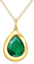 wholesale 14K Gold Green Emerald Teardrop Pendant Necklace for Women Birthdays Gifts-0-0