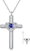 wholesale Sterling Silver Austrian Crystal Cross Urn Necklace for Ashes Pet Human Keepsake-0-0