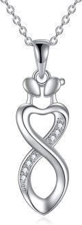 wholesale 925 Sterling Silver Infinity Heart Pendant Necklaces for Women Valentines Gift Ideas-0-0