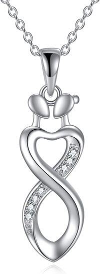 wholesale 925 Sterling Silver Infinity Heart Pendant Necklaces for Women Valentines Gift Ideas-Couple Necklace