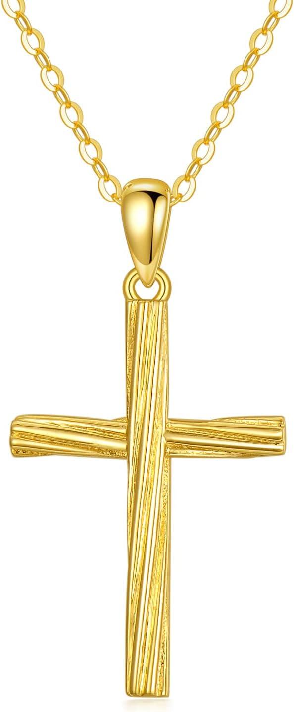 wholesale 14K Gold Cross Pendant Necklace with Chain - 19mm for Women s-0-0