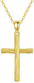 wholesale 14K Gold Cross Pendant Necklace with Chain - 19mm for Women s-0-0