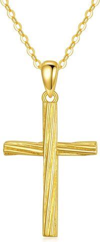 wholesale 14K Gold Cross Pendant Necklace with Chain - 19mm for Women s-Twist Cross