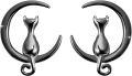wholesale 925 Sterling Silver Cat and Crescent Moon Stud Earrings for Women-0-6
