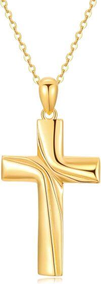 wholesale 14K Gold Faith Cross Pendant Necklace for Women - Baptism Gift for Mom or Wife-Diamond-Cut Cross