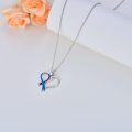 wholesale 925 Sterling Silver Blue & Purple Suicide Awareness Heart Ribbon Pendant Necklace-0-4