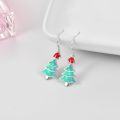 wholesale 925 Sterling Silver Blue Green Opal Christmas Tree Snowflake Drop Earrings-0-1