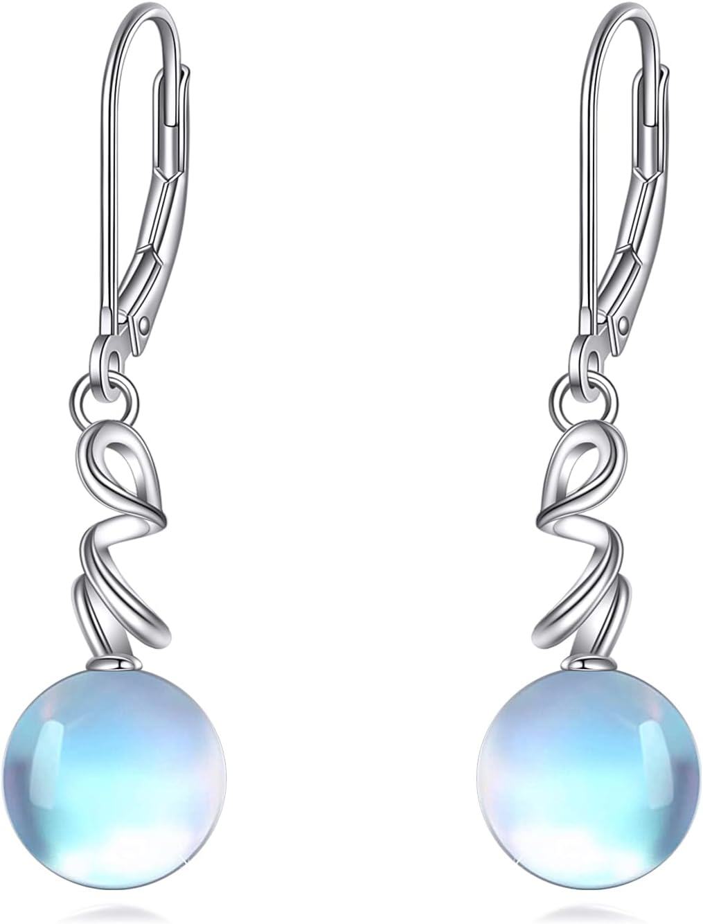 Sterling Silver Moonstone Lapis Lazuli Peridot Amethyst Teardrop Dangle Earrings-Spiral Earrings