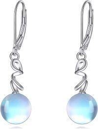 wholesale 925 Sterling Silver Moonstone Lapis Lazuli Peridot Amethyst Teardrop Dangle Earrings-Spiral Earrings