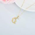 wholesale 14K Gold Crescent Moon & Star with Cat Silhouette Pendant Necklace - 18 Delicate Chain (3 Styles)-0-3