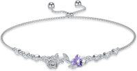 wholesale 925 Sterling Silver Rose Flower Birthstone Bolo Bracelet for Women-06-June-Alexandrite