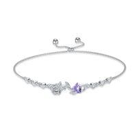 wholesale 925 Sterling Silver Rose Flower Birthstone Bolo Bracelet for Women-06-June-Alexandrite