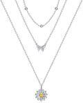 wholesale 925 Sterling Silver Daisy Flower Butterfly Layered Necklaces for Women Gifts-0-0
