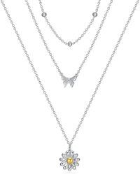 wholesale 925 Sterling Silver Daisy Flower Butterfly Layered Necklaces for Women Gifts-Layered Butterfly Necklace
