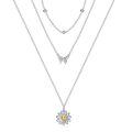 wholesale 925 Sterling Silver Daisy Flower Butterfly Layered Necklaces for Women Gifts-0-0