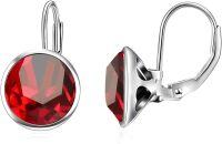 wholesale Sterling Silver Austrian Crystal Bella Leverback Earrings Hypoallergenic Fine Jewelry Gifts-Red
