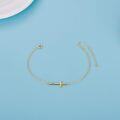 wholesale 14k Gold Sideways Faith Cross Bracelet for Women Adjustable Chain 6.5 - 8.5-0-2