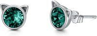 wholesale 925 Sterling Silver Birthstones Cat Earrings for Women Hypoallergenic Studs-Emerald Green