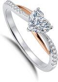 wholesale TOUPOP 1 Ct Heart Moissanite Engagement Wedding Rings For Women Two Colors Heart Bridal Wedding Rings 925 Sterling Silver Promise Ring Anniversary Engagement Jewelry Gifts Wife Girlfriend Size 6-9 -0-0
