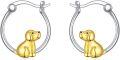 wholesale 925 Sterling Silver Gold Dog Charm Hoop Earrings for Women Girls  20mm Austrian Crystals-0-0