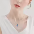 TOUPOP Sterling Silver Crystal Rose Flower Heart Pendant Necklace-0-5