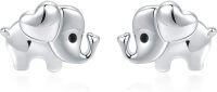 wholesale 925 Sterling Silver Heart-Shaped Elephant Stud Earrings - Hypoallergenic Jewelry for Sensitive Skin (Christmas Gift)-01-Elephant Stud(silver)