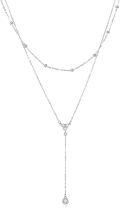 wholesale 925 Sterling Silver Crystal Beaded Double Chain Y-Necklace Christmas s for Her-0-0