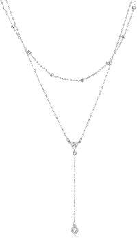 wholesale 925 Sterling Silver Crystal Beaded Double Chain Y-Necklace Christmas s for Her-CZ Lariat