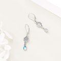 wholesale 925 Sterling Silver Moonstone Drop Earrings Zircon Leaf Design Platinum Plated-0-3