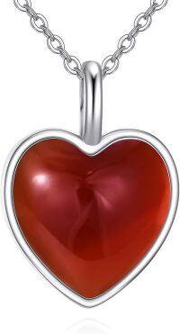 wholesale 925 Sterling Silver Red Carnelian Heart Pendant Necklaces for Women Gifts-Carnelian