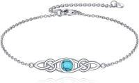 wholesale 925 Sterling Silver Celtic Knot Bracelet w Mustard Seed Moonstone Birthstone-C-Turquoise