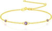 wholesale 14K Gold 12 Birthstone Adjustable Bracelet for Women Wife Mom GF 6 5 7 5 -02-Amethyst