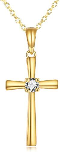 wholesale 14K Gold Diamond Cross Pendant Chain Necklaces for Girls-Cross Necklace 01
