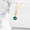 wholesale 14K Gold Round Cut Green Stone Necklace - Valentines Day Gifts for Her-0-2