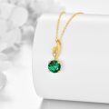 wholesale 14k Green Crystal Pendant Necklace With Clear Stone-0-2