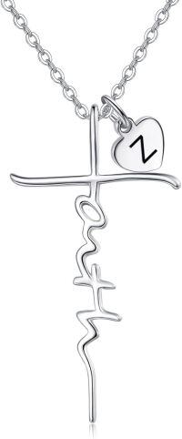 wholesale 925 Sterling Silver Heart Cross Ekg Necklace-Z-Z