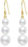 wholesale 14K Gold 3-Pearl Drop Earrings for Women Gift Ideas-0-0