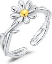 wholesale  Sterling Silver Hypoallergenic Adjustable Open Toe Ring for Women -8 daisy2