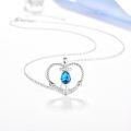 wholesale 925 Sterling Silver Blue Topaz Teardrop Anchor Pendant Necklace for Women Oceanic Jewelry-0-1