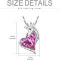 wholesale 925 Sterling Silver Pink Crystal Giraffe Head Heart Pendant Necklace for Girls and Women-0-3