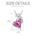 wholesale 925 Sterling Silver Pink Crystal Giraffe Head Heart Pendant Necklace for Girls and Women-0-3