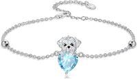 wholesale  Metal Stone Maltese Dog Birthstone Bracelet Gift for Women ( chars)-March