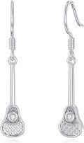 wholesale 925 Sterling Silver Tennis Racket Drop Dangle Earrings for Women Sports Lover -0-0