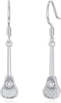 wholesale 925 Sterling Silver Tennis Racket Drop Dangle Earrings for Women Sports Lover -Lacrosse