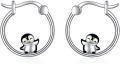 wholesale 925 Sterling Silver Penguin Hoop Earrings - Adorable Gift for Her-0-0
